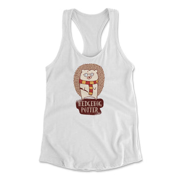 Hedge Hog Potter Womens Racerback Tank in White color